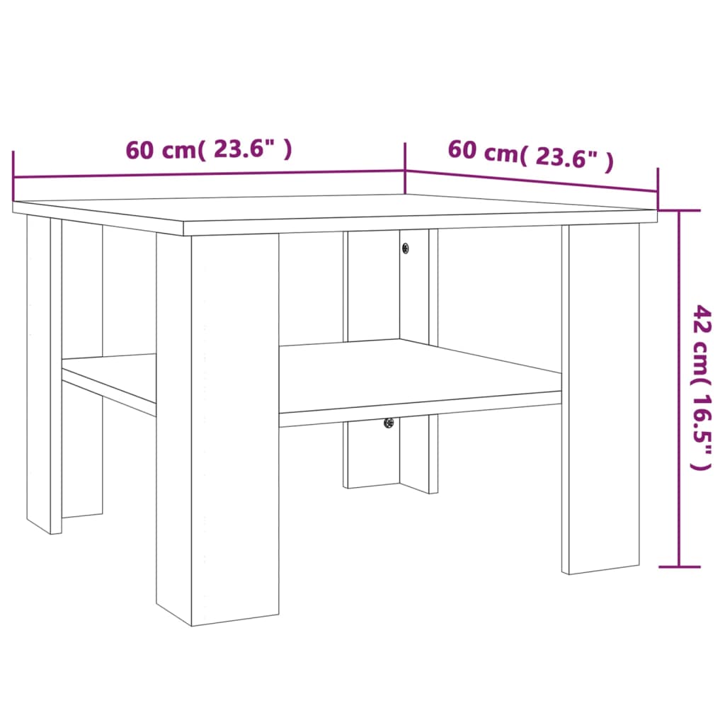 vidaXL Coffee Table Smoked Oak 60x60x42 cm Engineered Wood
