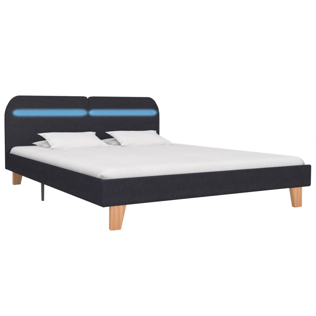 vidaXL Bed Frame with LED Dark Grey Fabric 180x200 cm Super King