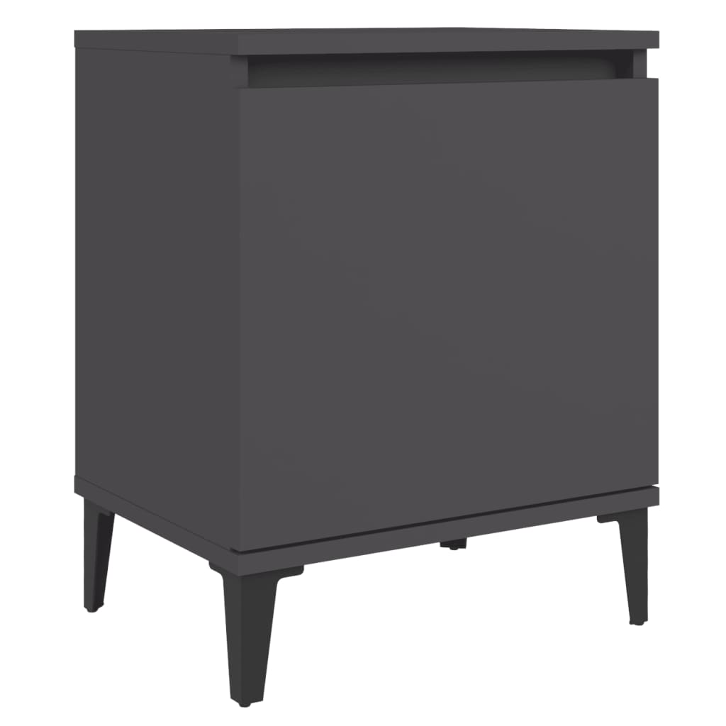 vidaXL Bed Cabinets with Metal Legs Grey 40x30x50 cm