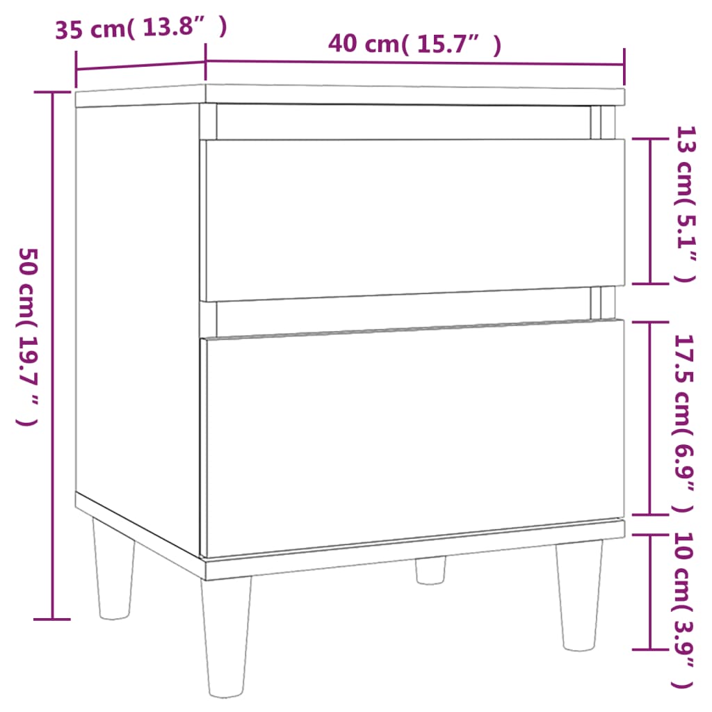 vidaXL Bedside Cabinet Grey Sonoma 40x35x50 cm