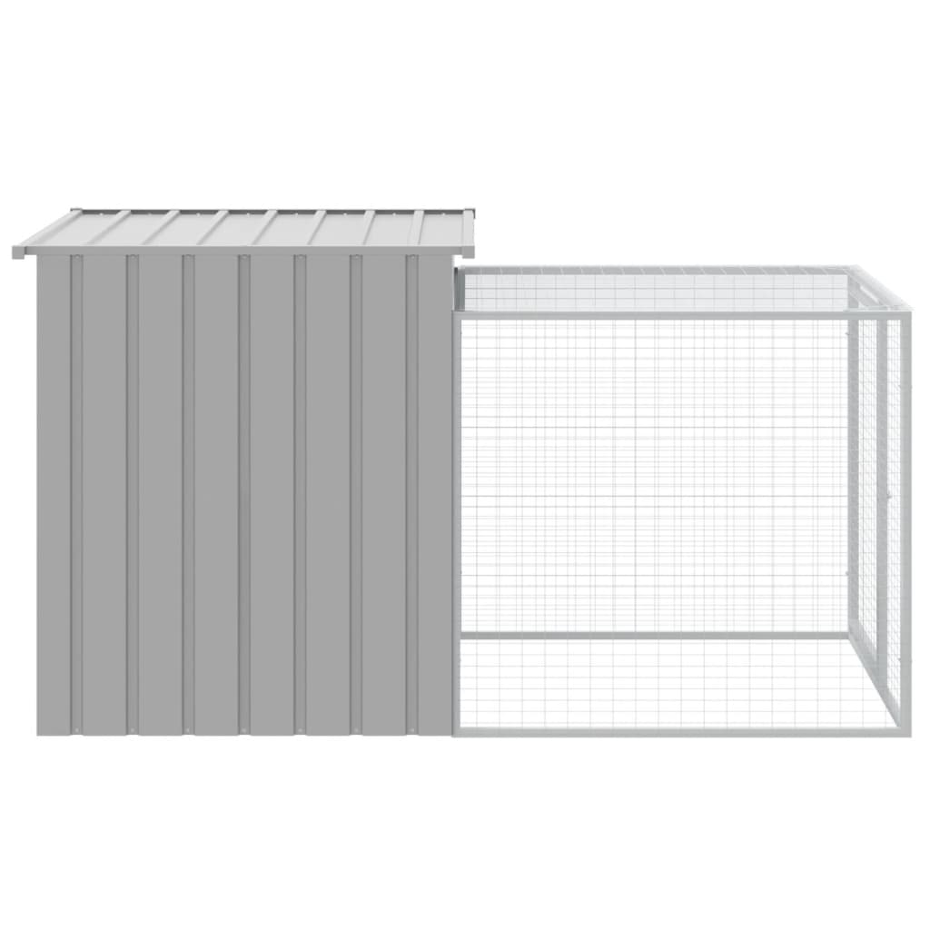 vidaXL Chicken Cage with Run Light Grey 110x201x110 cm Galvanised Steel