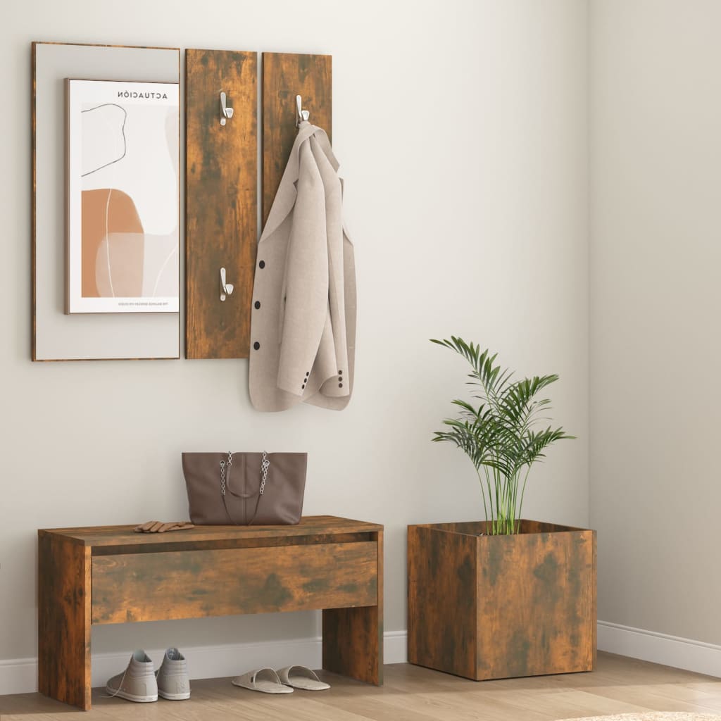 vidaXL Hallway Furniture Set Smoked Oak Engineered Wood