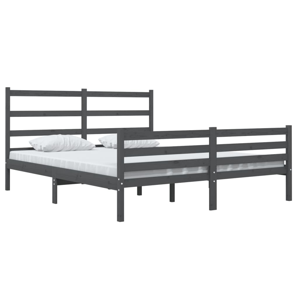 vidaXL Bed Frame Solid Wood Pine 140x190 cm Grey