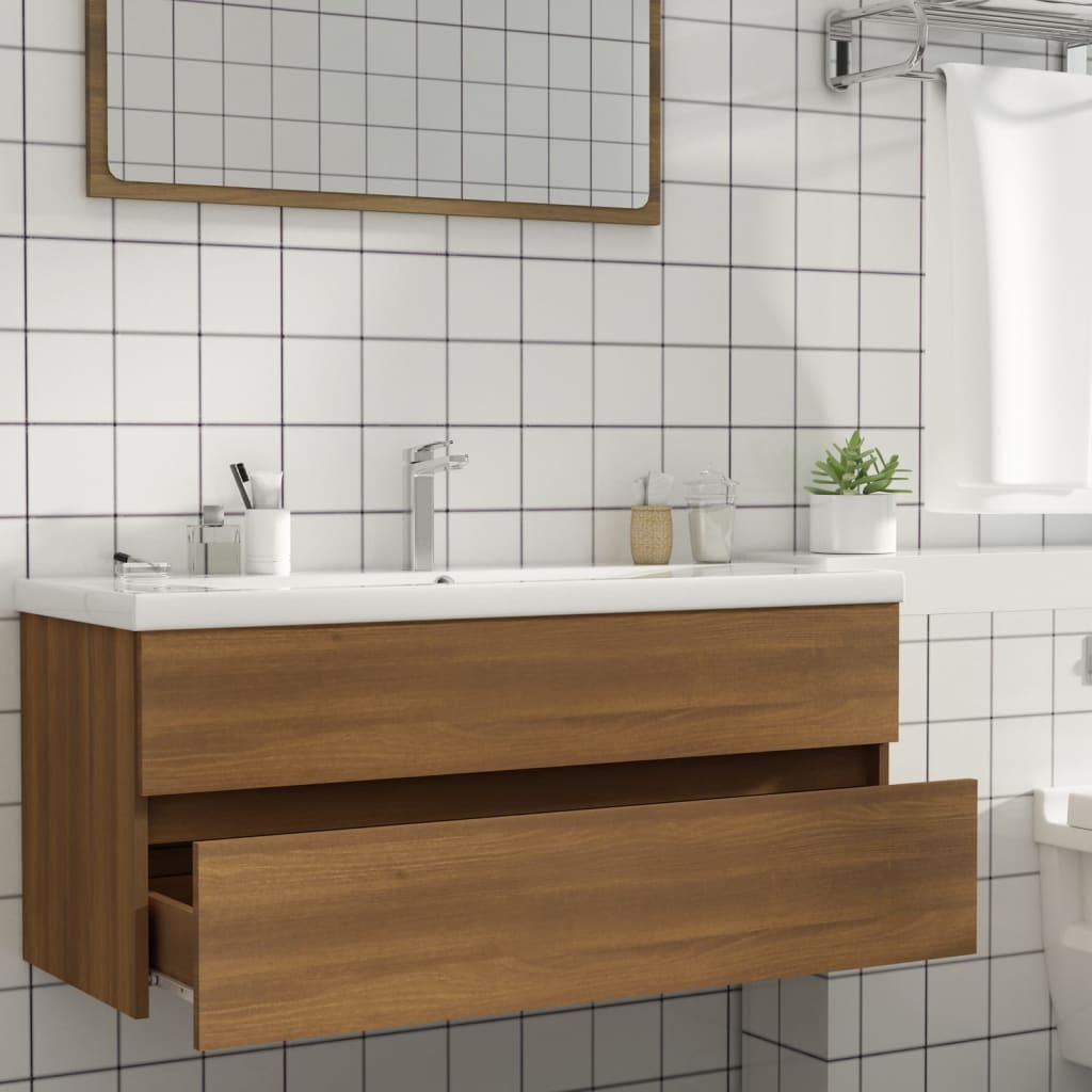 vidaXL Sink Cabinet Brown Oak 100x38.5x45 cm Engineered Wood