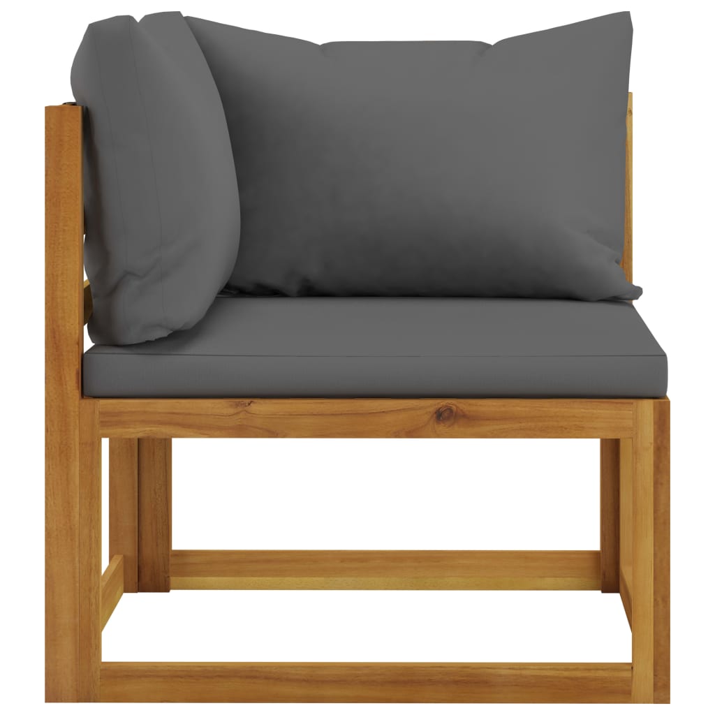 vidaXL 2 Piece Sofa Set with Dark Grey Cushions Solid Wood Acacia