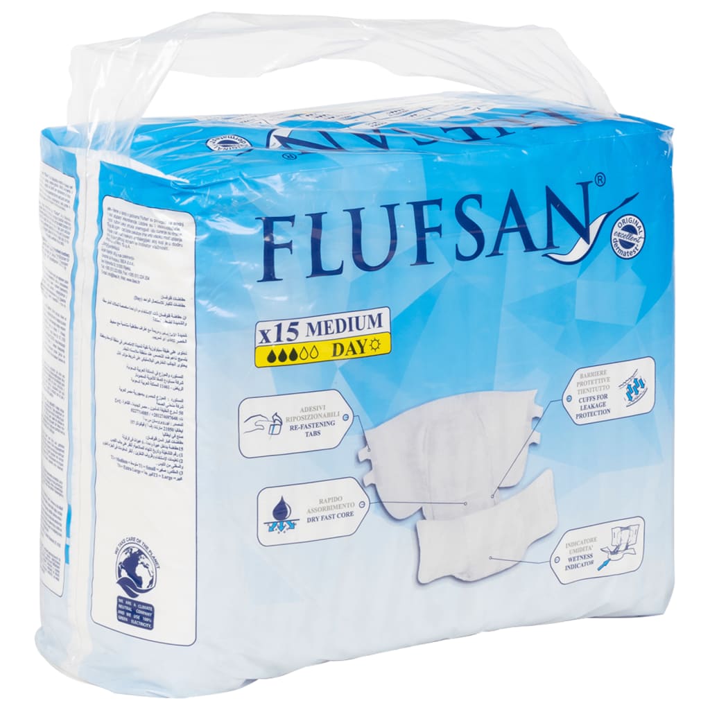 Flufsan Adult Diapers Disposable 15 pcs Size M