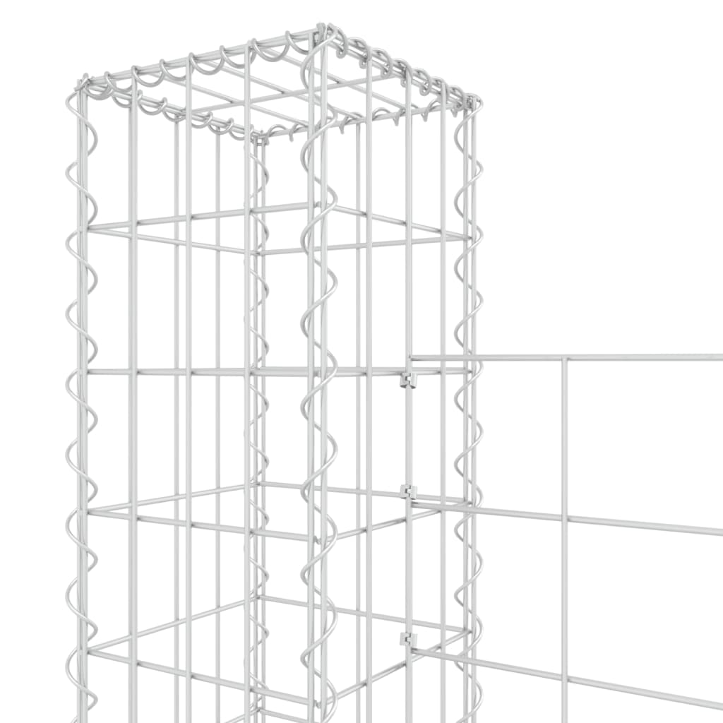 vidaXL U-shape Gabion Basket with 3 Posts Iron 260x20x150 cm