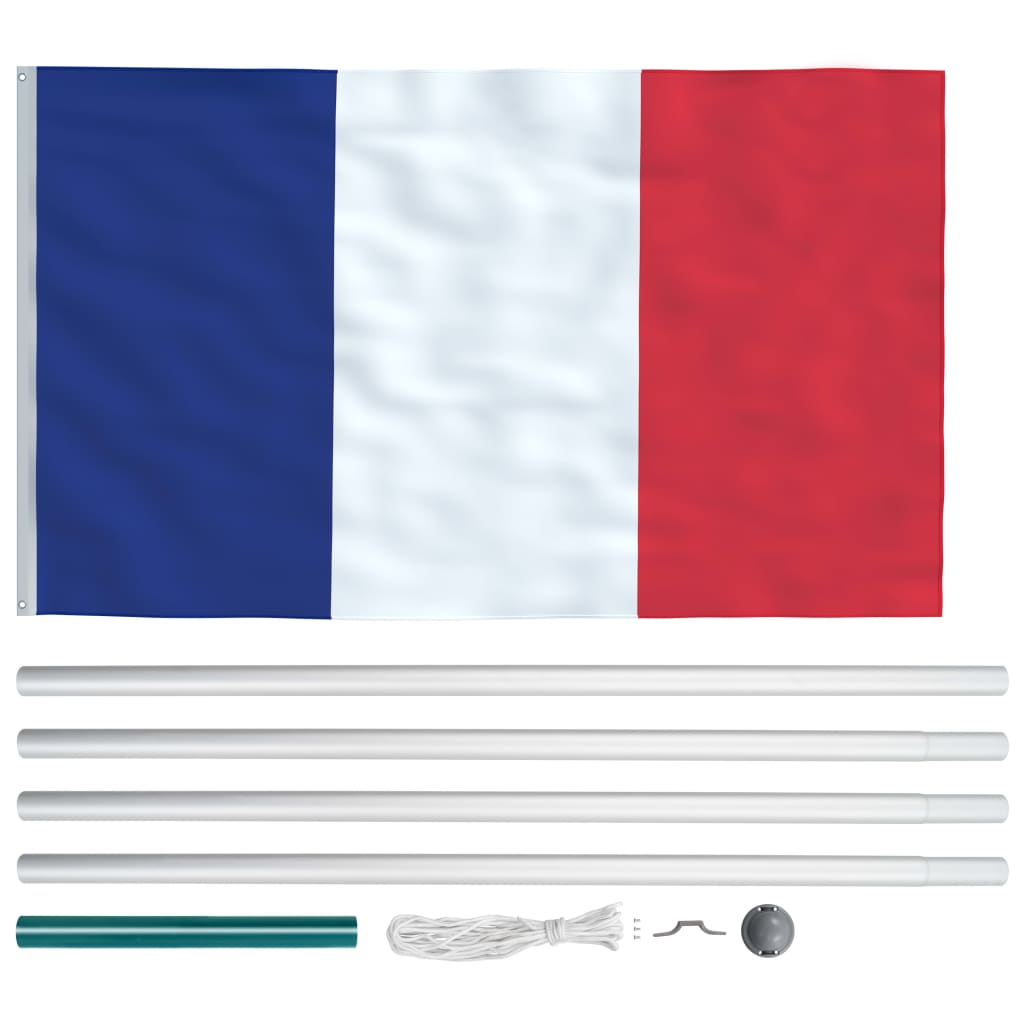 vidaXL France Flag and Pole Aluminium 6.2 m