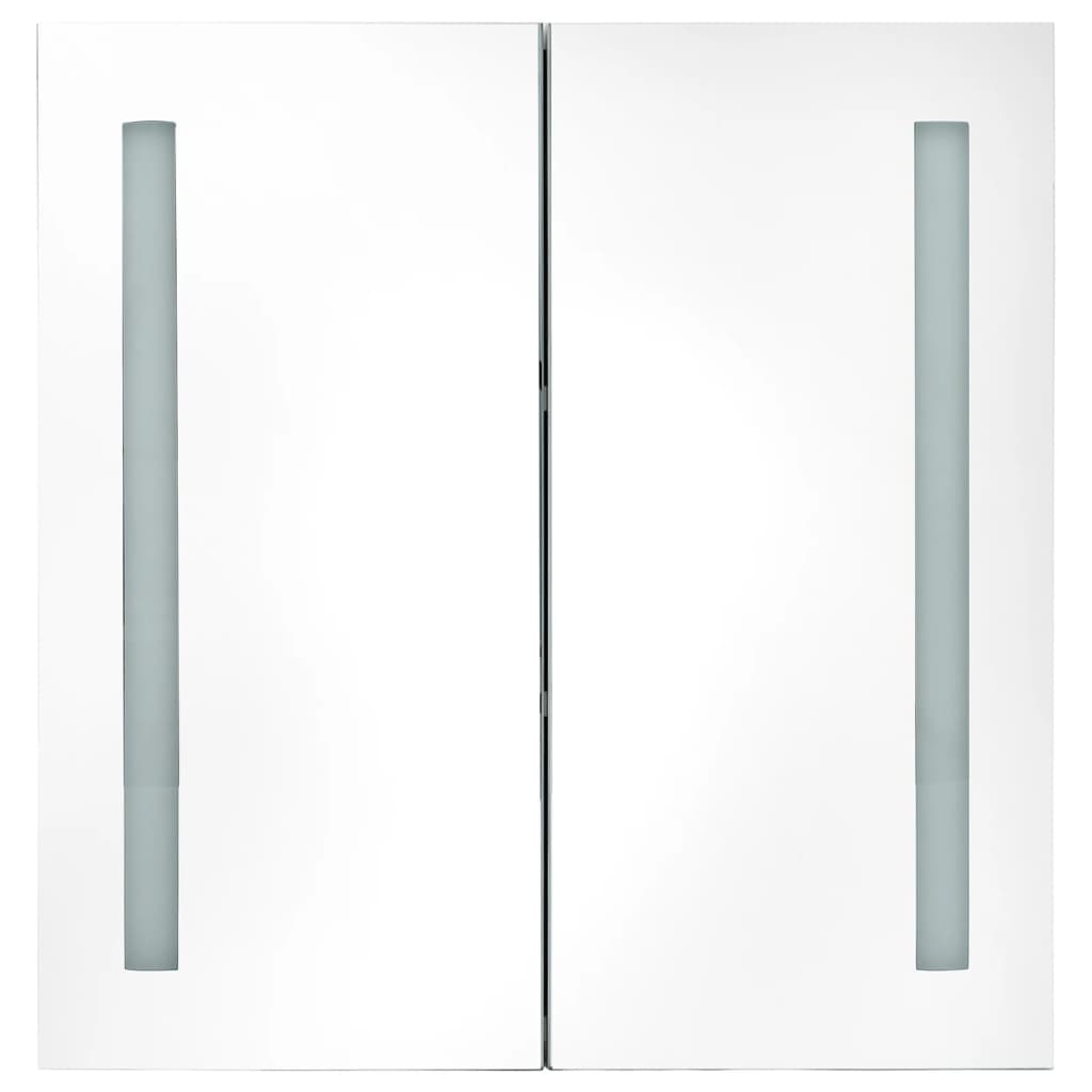 vidaXL LED Bathroom Mirror Cabinet White and Oak 62x14x60 cm