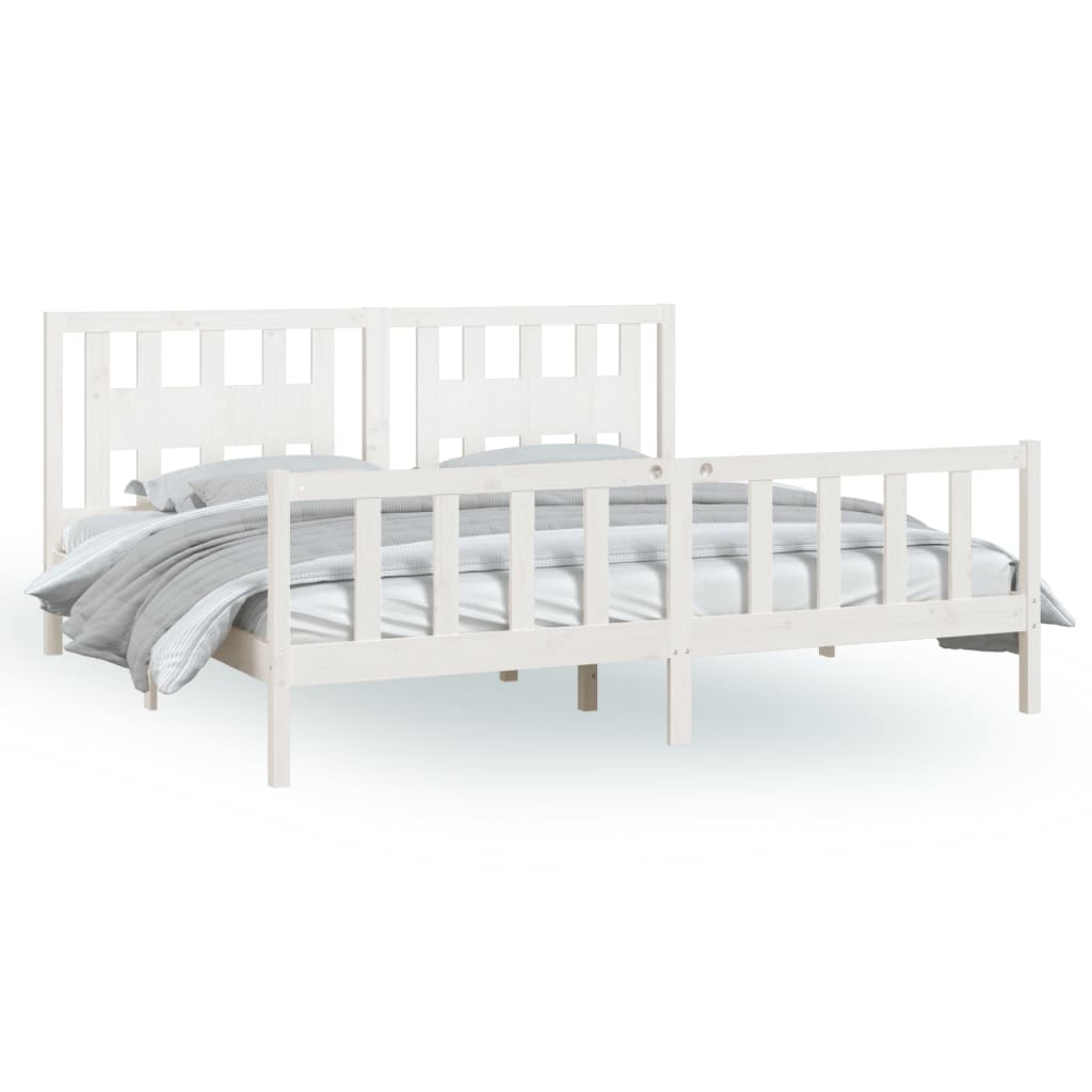 vidaXL Bed Frame with Headboard White Solid Wood Pine 200x200 cm