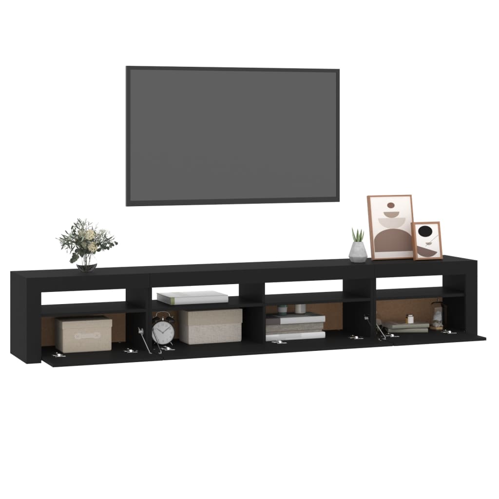 vidaXL TV Cabinet with LED Lights Black 240x35x40 cm
