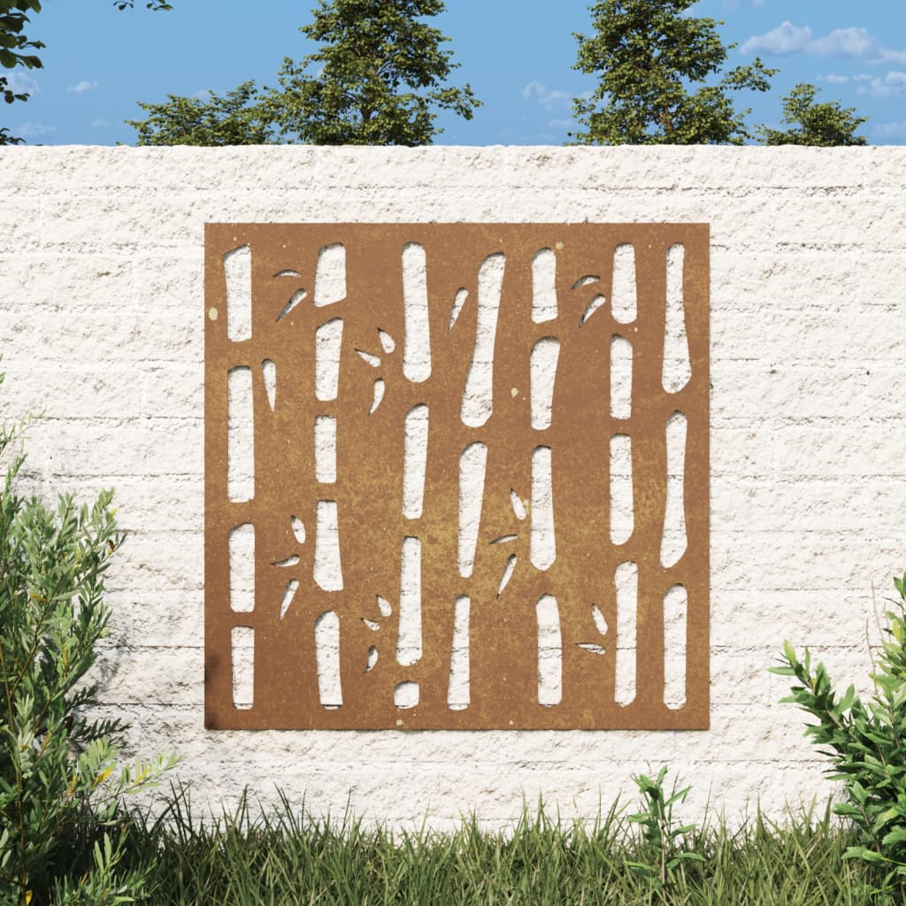 vidaXL Garden Wall Decoration 55x55 cm Corten Steel Bamboo Design