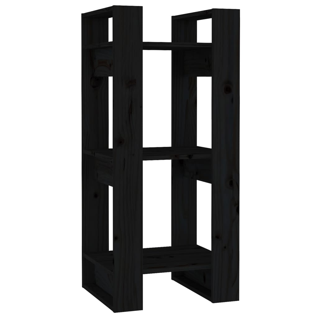 vidaXL Book Cabinet/Room Divider Black 41x35x91 cm Solid Wood Pine
