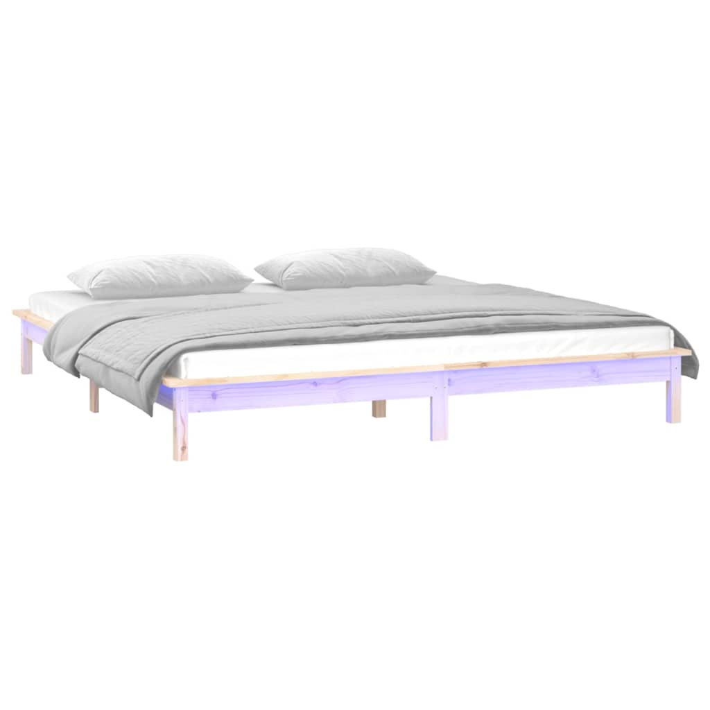 vidaXL LED Bed Frame 200x200 cm Solid Wood