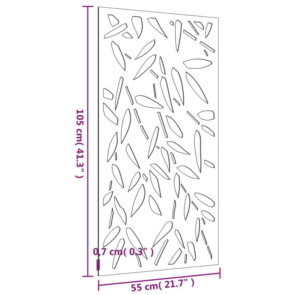 vidaXL Garden Wall Decoration 105x55 cm Corten Steel Bamboo Leaf Design