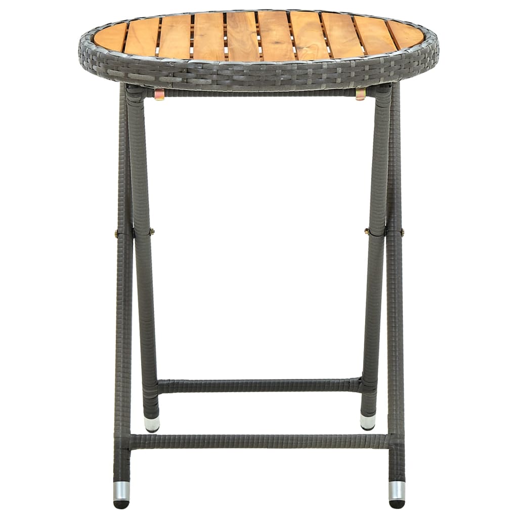 vidaXL Tea Table Grey 60 cm Poly Rattan and Solid Acacia Wood