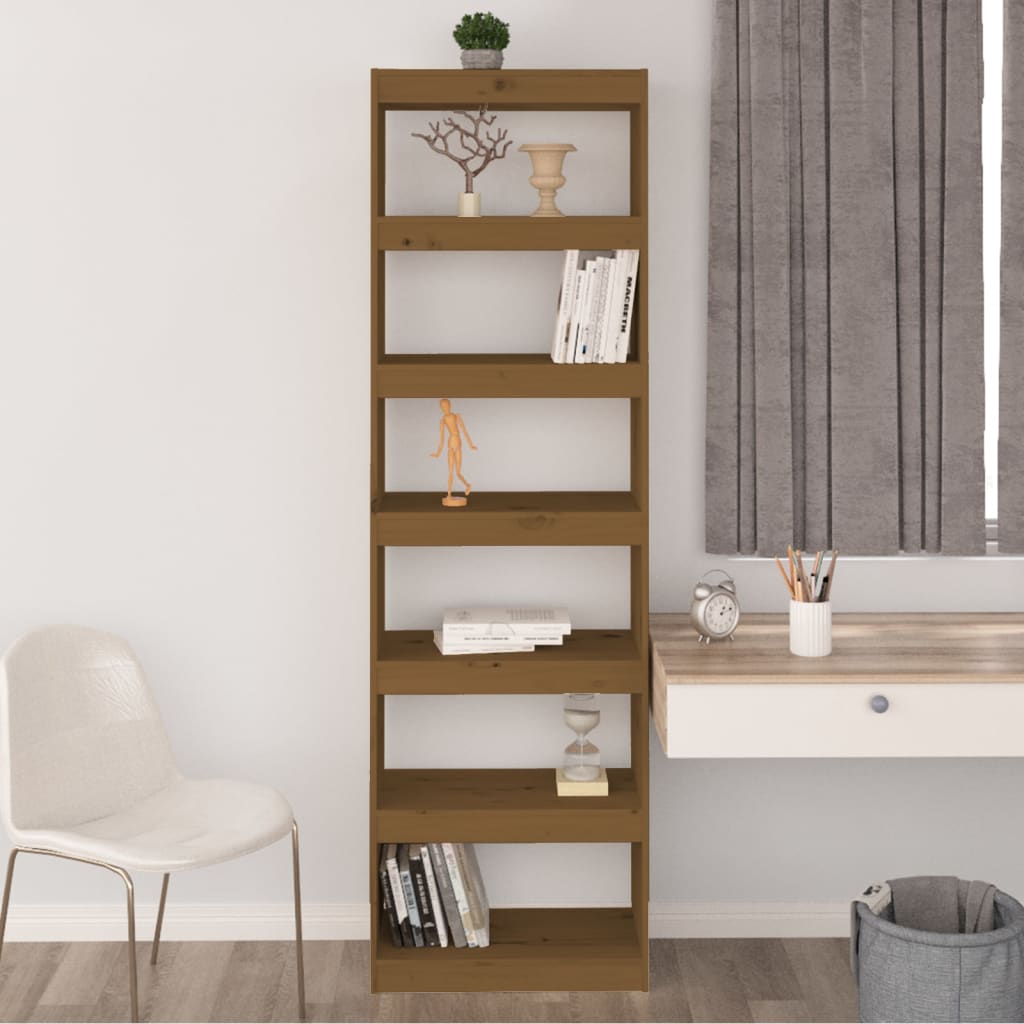 vidaXL Book Cabinet/Room Divider Honey Brown 60x30x199.5 cm Wood Pine