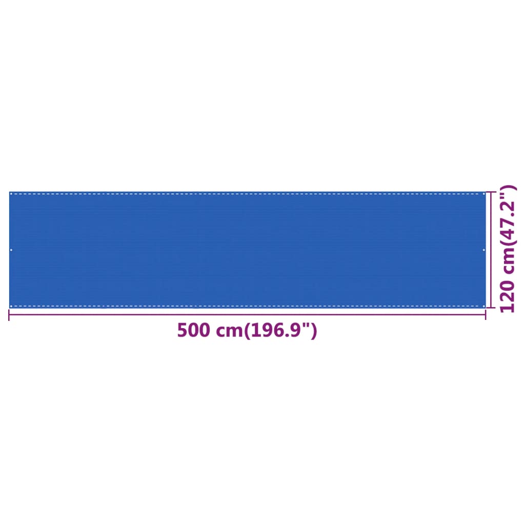 vidaXL Balcony Screen Blue 120x500 cm HDPE
