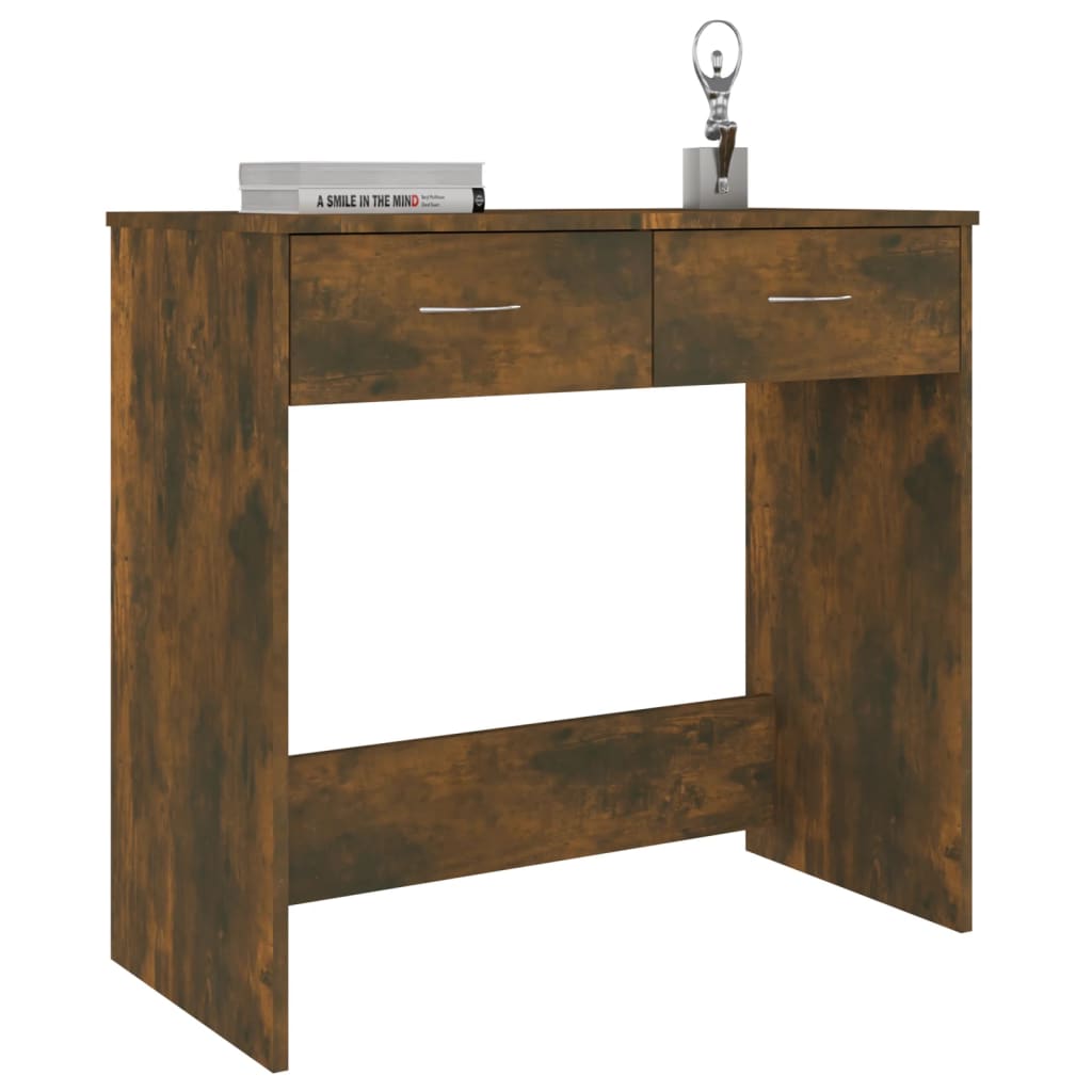 vidaXL Desk Smoked Oak 80x40x75 cm Engineered Wood