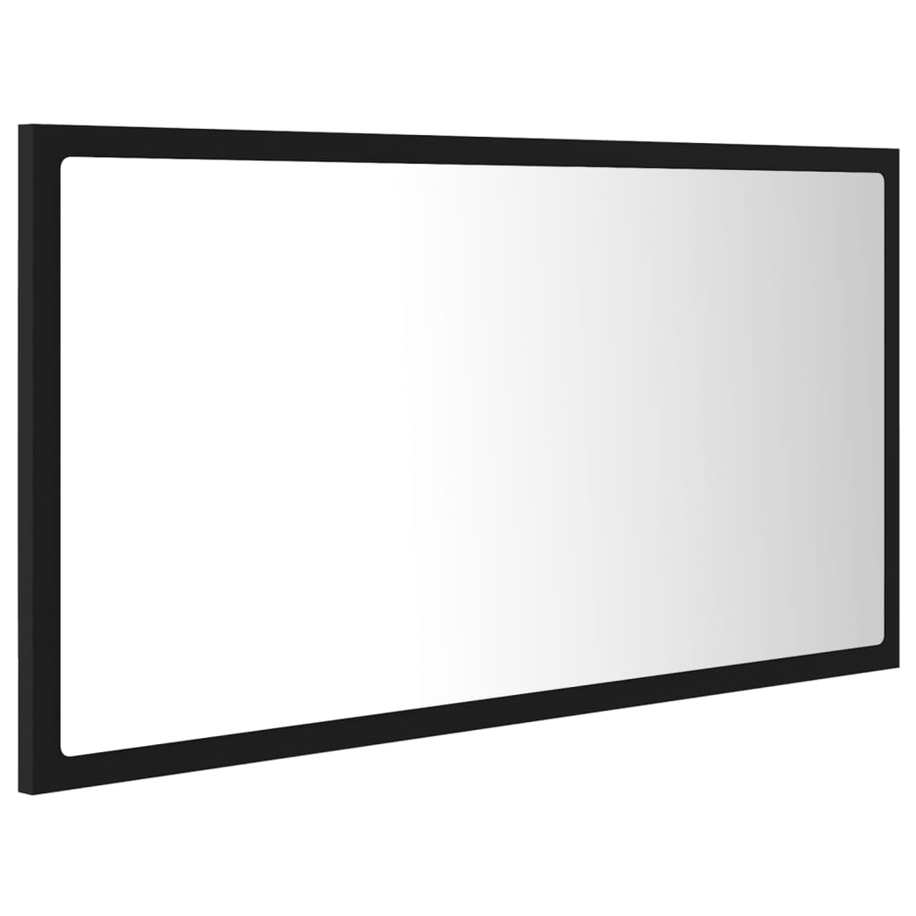 vidaXL LED Bathroom Mirror Black 80x8.5x37 cm Acrylic