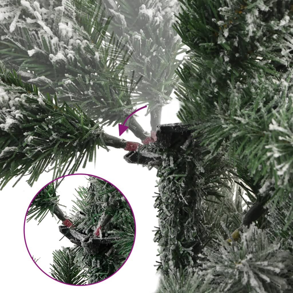 vidaXL Artificial Hinged Christmas Tree with Flocked Snow 180 cm
