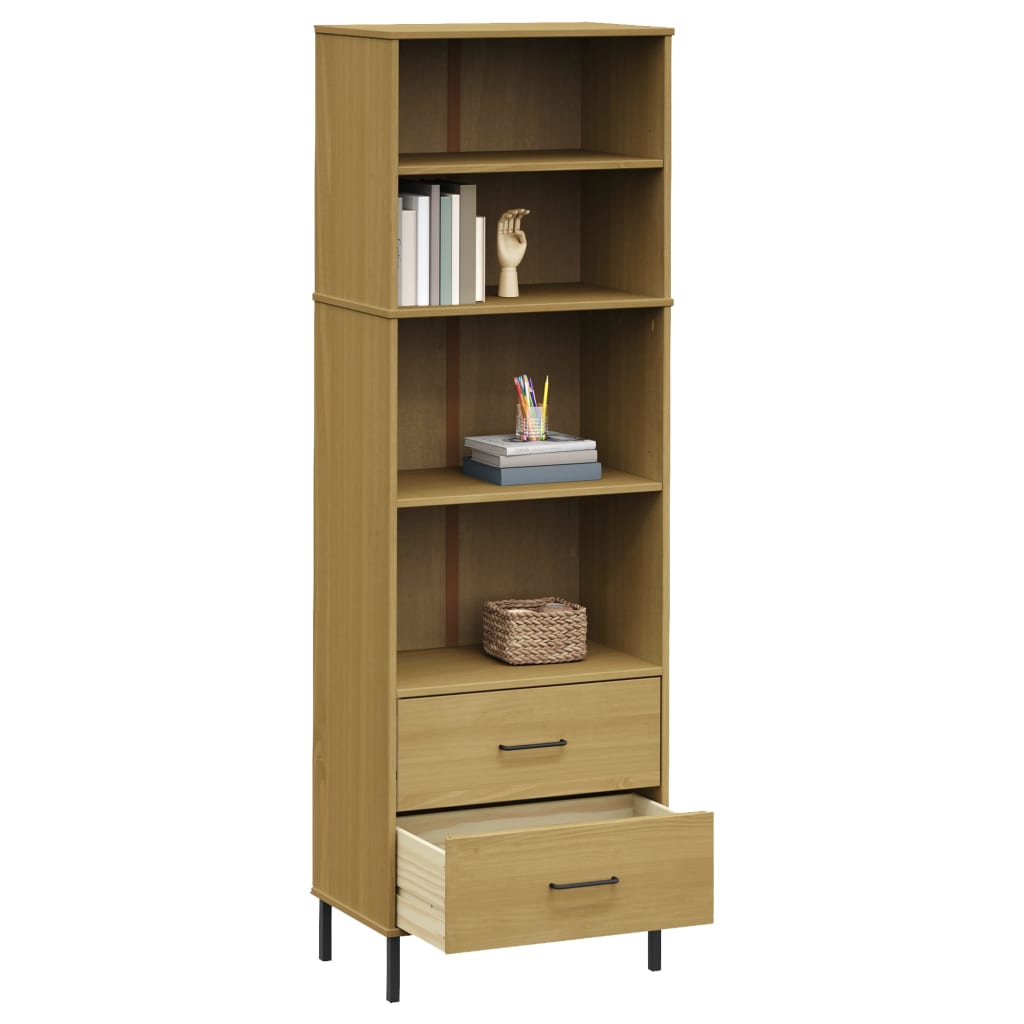 vidaXL Bookcase with 2 Drawers Brown 60x35x180 cm Solid Wood OSLO