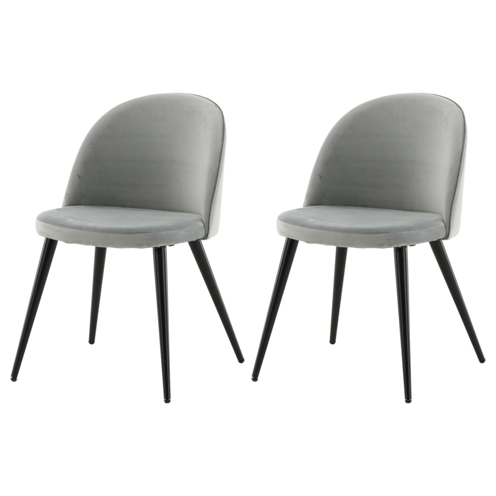 Venture Home Dining Chairs 2 pcs Velvet Velvet Black and Grey