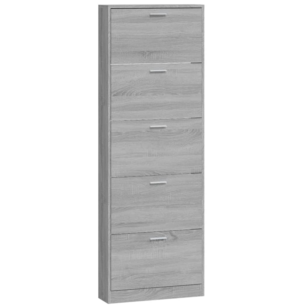 vidaXL Shoe Cabinet Grey Sonoma 59x17x169 cm Engineered Wood