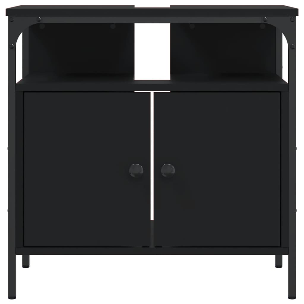 vidaXL Bathroom Sink Cabinet Black 60x30x60 cm Engineered Wood