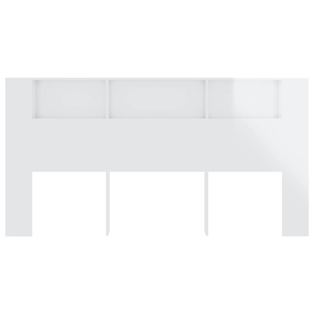 vidaXL Headboard Cabinet High Gloss White 200x18.5x104.5 cm
