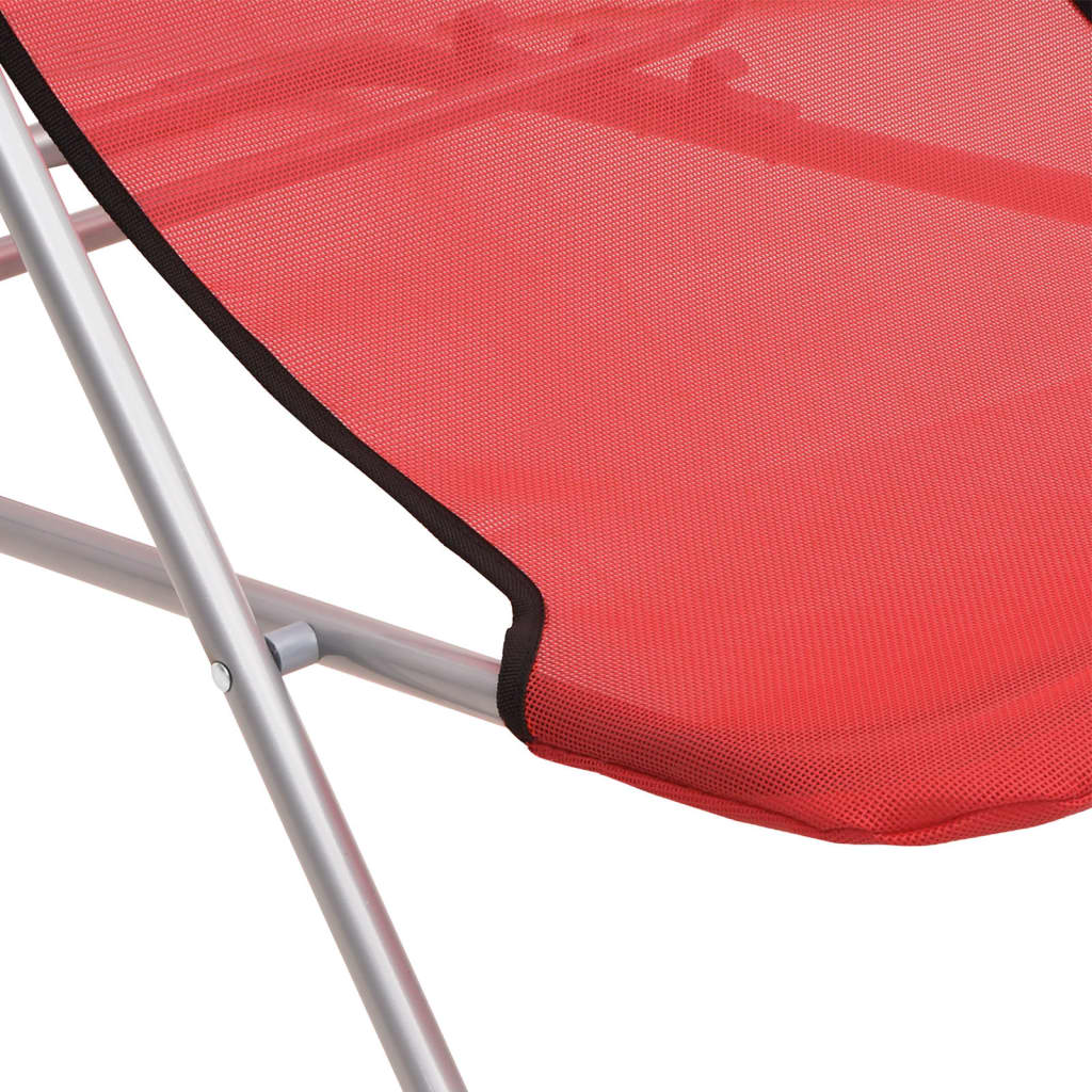 vidaXL Folding Beach Chairs 2 pcs Red Textilene&Powder-coated Steel
