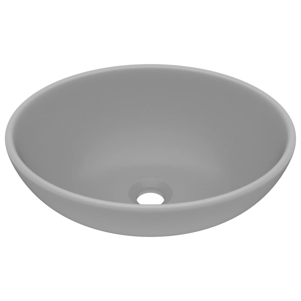 vidaXL Luxury Basin Oval-shaped Matt Light Grey 40x33 cm Ceramic
