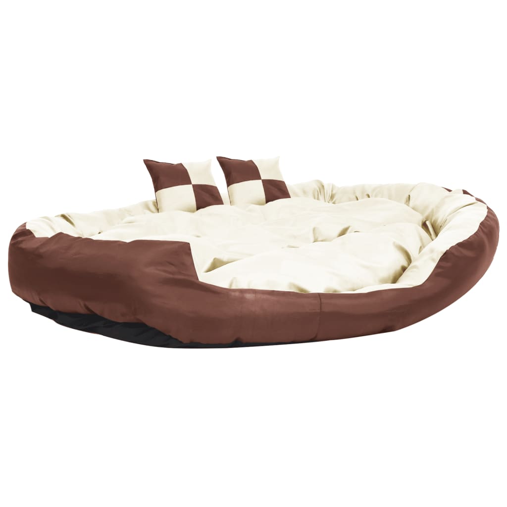 vidaXL Reversible & Washable Dog Cushion Brown and Cream 150x120x25 cm