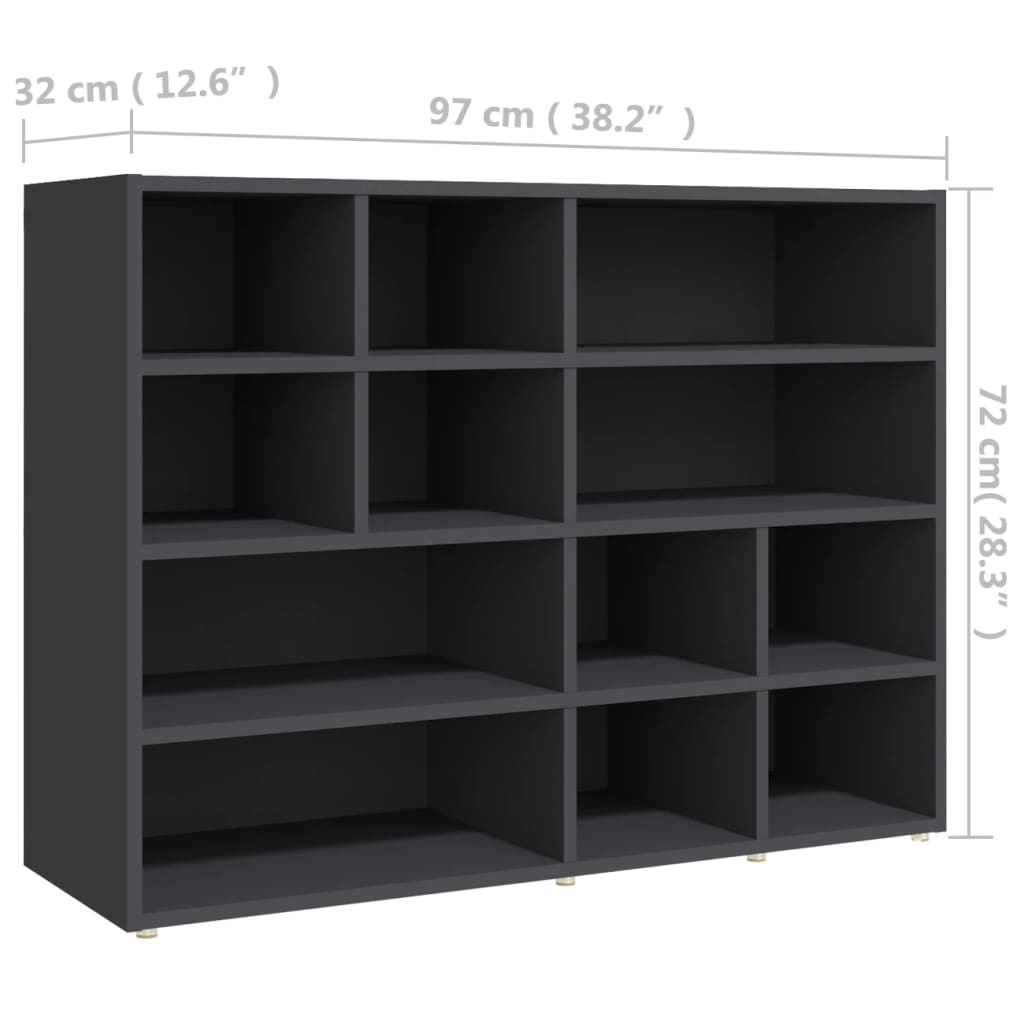 vidaXL Side Cabinet Grey 97x32x72 cm Chipboard