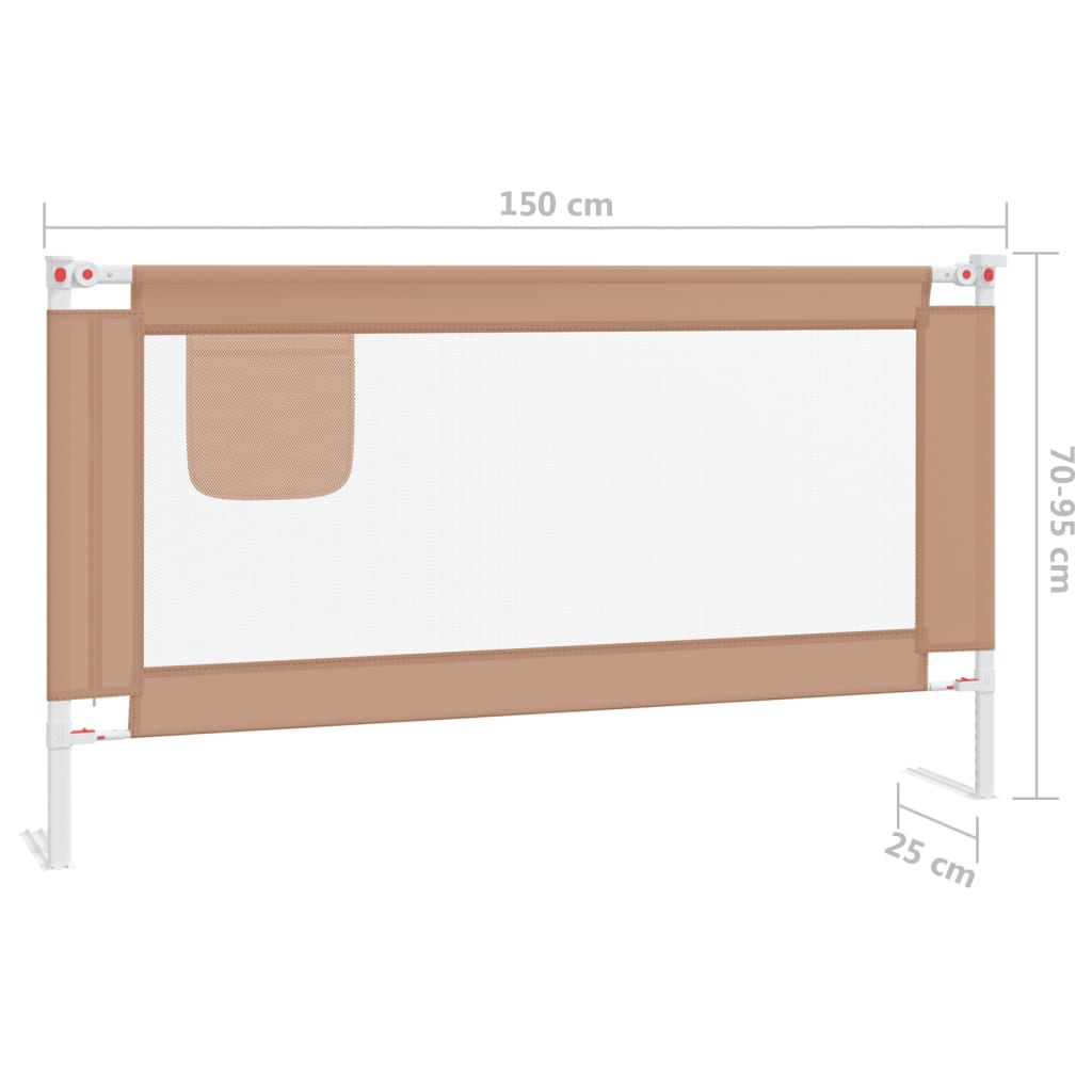vidaXL Toddler Safety Bed Rail Taupe 150x25 cm Fabric