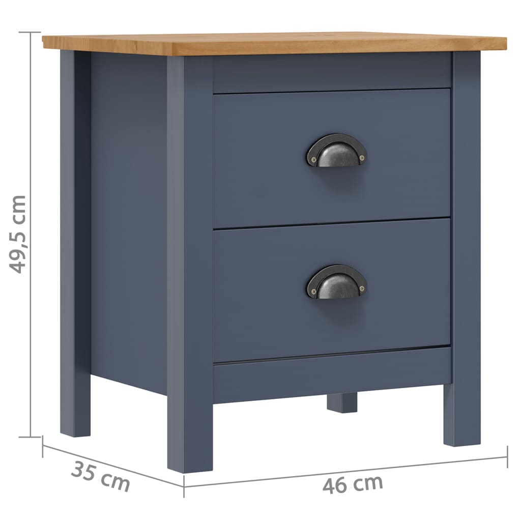 vidaXL Bedside Cabinets Hill 2pcs Grey 46x35x49.5 cm Pine Wood