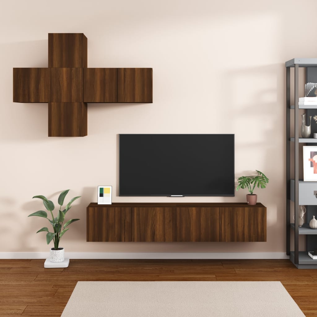 vidaXL 7 Piece TV Cabinet Set Brown Oak Engineered Wood