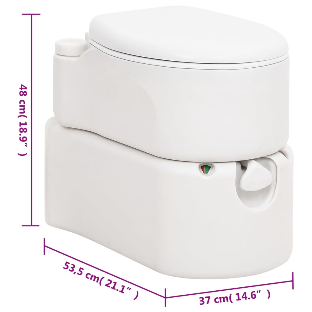 vidaXL Integrated Camping Toilet White 24+17 L HDPE&Enamel