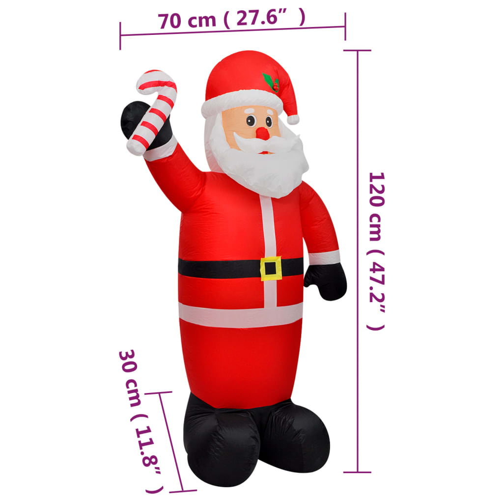 vidaXL Inflatable Santa Claus with LEDs 120 cm