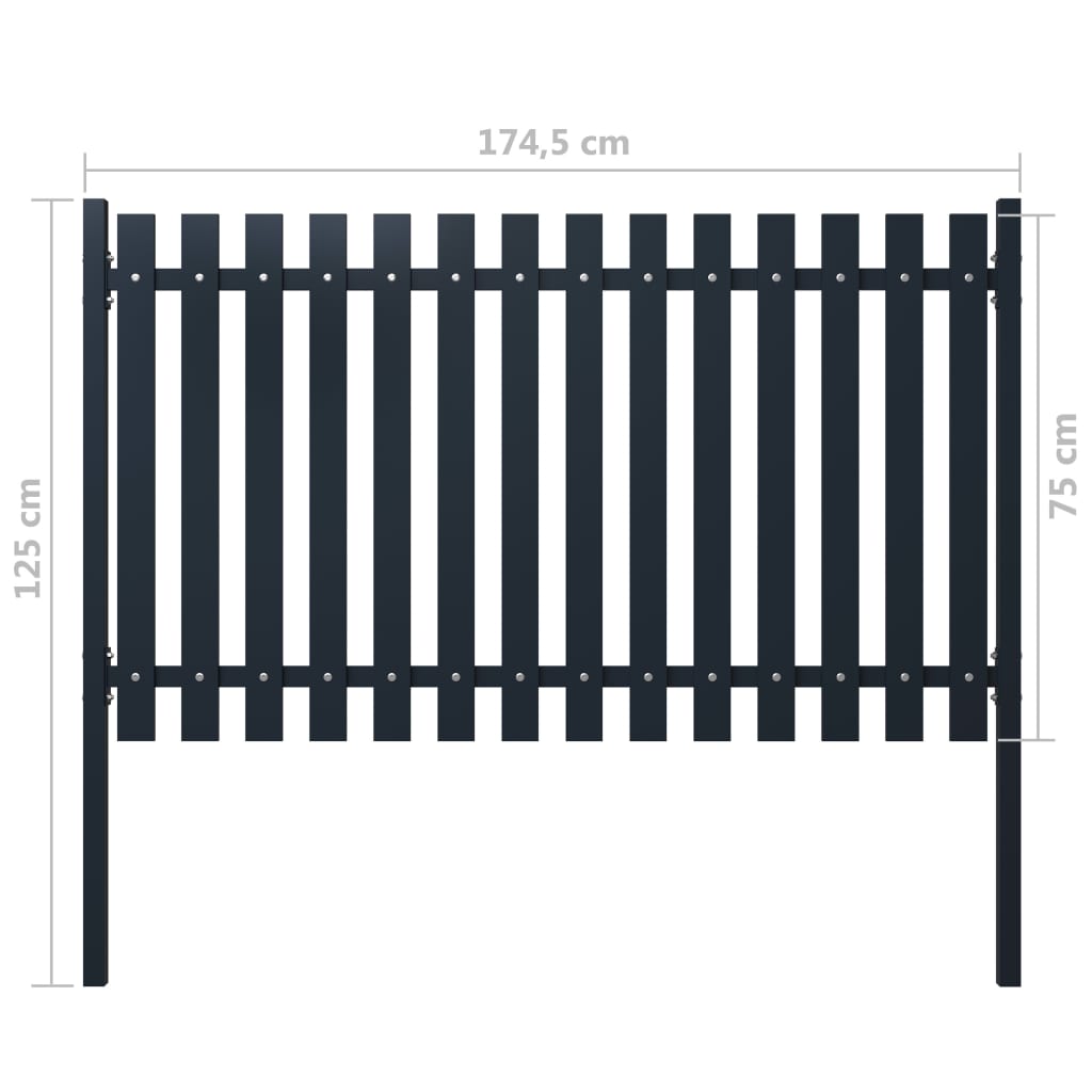 vidaXL Fence Panel Anthracite 174.5x75 cm Powder-coated Steel