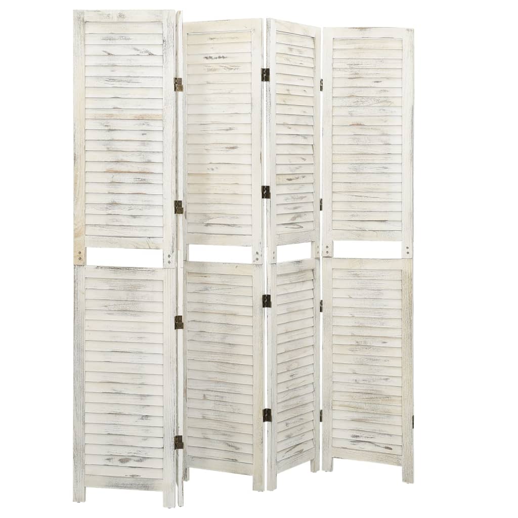 vidaXL 5-Panel Room Divider Antique White 178.5x166 cm Solid Wood