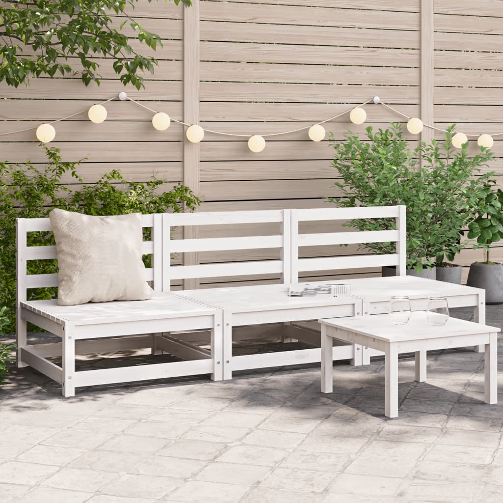 vidaXL Garden Sofas Armless 3 pcs White 70x70x67 cm Solid Wood Pine