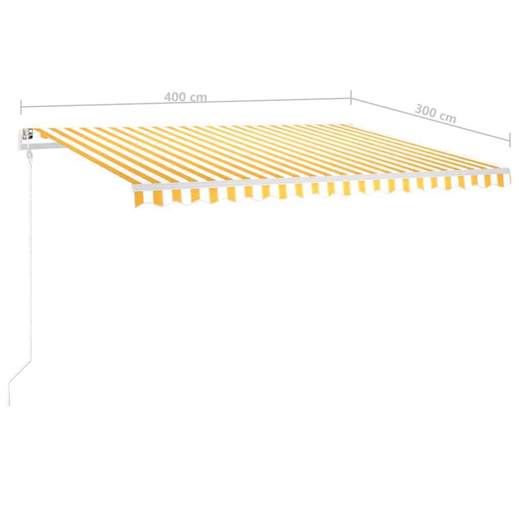 vidaXL Manual Retractable Awning with Posts 4x3 m Yellow and White