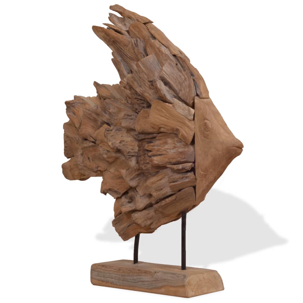 vidaXL Fish Sculpture Teak 40x12x57 cm