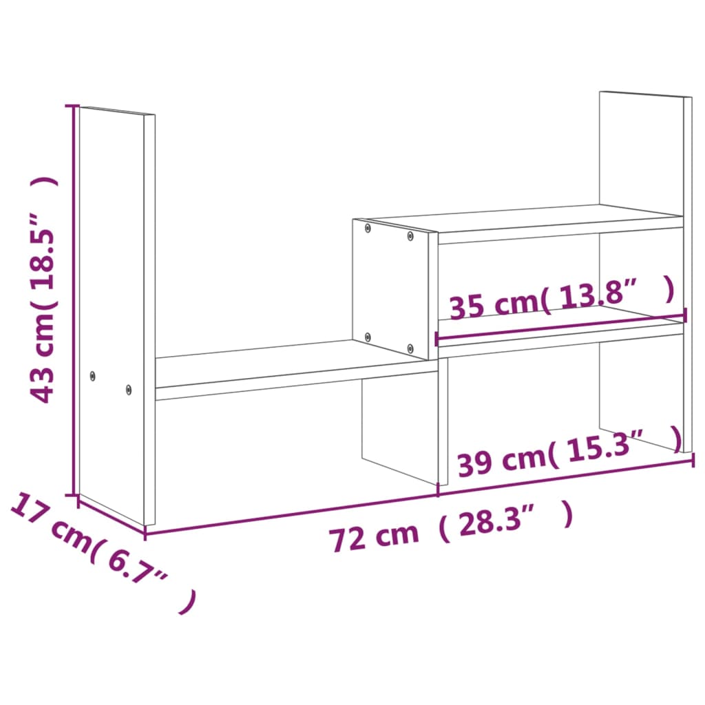 vidaXL Monitor Stand (39-72)x17x43 cm Solid Wood Pine