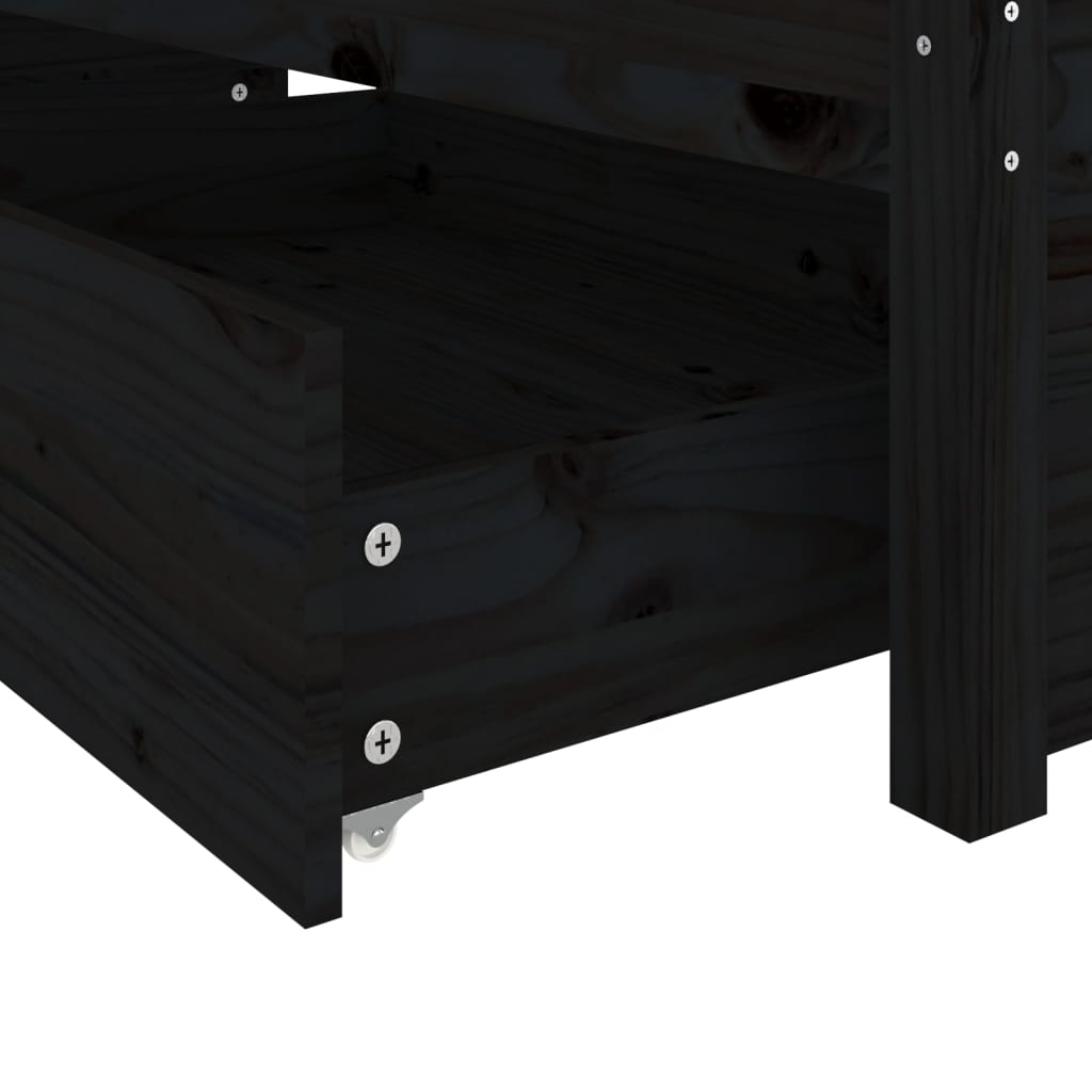 vidaXL Bed Frame with Drawers Black 120x200 cm