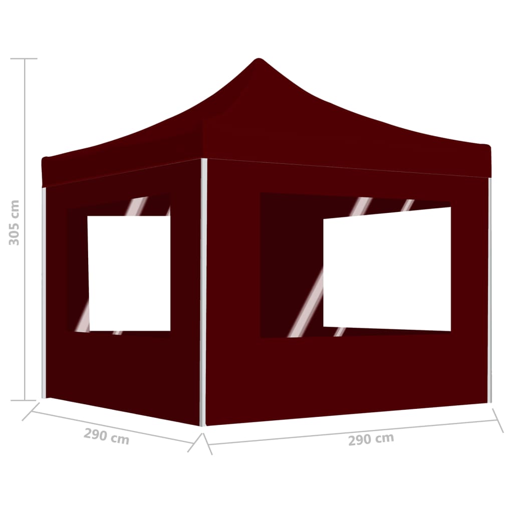 vidaXL Professional Folding Party Tent with Walls Aluminium 3x3 m Wine Red