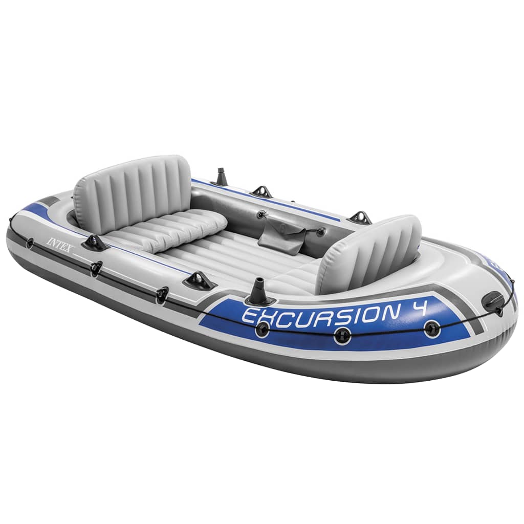 Intex Inflatable Boat Set Excursion 4 with Trolling Motor and Bracket