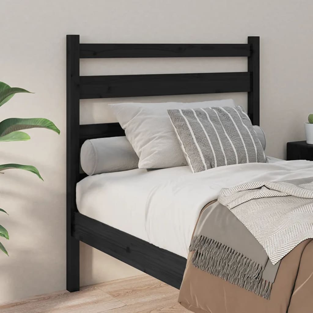 vidaXL Bed Headboard Black 96x4x100 cm Solid Wood Pine