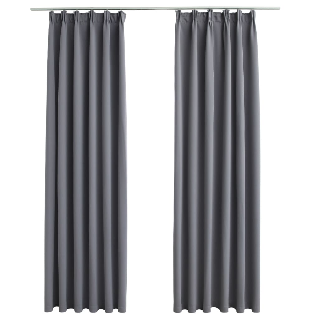 vidaXL Blackout Curtains with Hooks 2 pcs Grey 140x175 cm